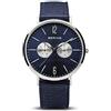 BERING 14240-507 Orologio da uomo al quarzo, orologio da polso con cassa in acciaio inox color argento da 40 mm, quadrante blu, cinturino Nato, vetro zaffiro, 3 ATM
