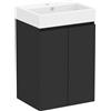Baikal Mobile da bagno Mini. Mobile montato. 2 porte sospese con lavandino. Armadio da bagno. Lavabo Ceramico. 45 cm nero opaco.
