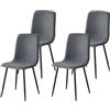 Hela Tische, Set di 4 sedie da pranzo Lipsia, rivestimento in velluto effetto corda, colore antracite, tubi tondi in metallo, portata 120 kg