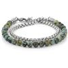 10:10 Bracciale Uomo Donna Pietre Naturali 6 mm - Catena Veneziana in Acciaio Inox Lucida - Stile Boho, Casual, Minimal - Elegante, Regolabile e Resistente. Made In Italy (Turchese africano)