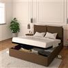 Baldiflex Letto Matrimoniale con Contenitore Modello Licia in Ecopelle, Rete a Doghe, per Materassi Matrimoniali 160x190 cm, Testiera Finemente Imbottita, Colore Espresso