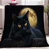 Generic Coperta in pile Nero Coperta Sherpa stampata per divano Animale Gatto Coperta in peluche con motivo, decorazione per la stanza in microfibra traspirante 127 x 152 cm Coperta autunnale pelosa