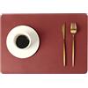 Lirzxin Tovaglietta Cucina Rettangolare, Set di 2 Tovagliette All'Americana Finta Pelle Tinta Unita PVC Tovagliette Natalizie Antiscivolo e Resistenti al Calore (Vino Rosso, 43x30CM)