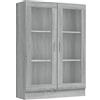 Homgoday Vetrine, libreria con ante in vetro, mobiletto autoportante per soggiorno, ufficio, credenza con scaffalatura, grigio Sonoma, 82,5 x 30,5 x 115 cm, in legno ingegnerizzato