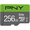 PNY Elite Scheda di Memoria microSDXC 256GB + Adattatore SD, Velocità di Lettura fino a 100MB/s, Classe 10 UHS-I, U1 per video Full HD