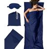 GEEKEO Sacco Lenzuolo da Viaggio, Sacco a Pelo Estivo da Viaggio Ultra-piccolo e Ultraleggero, Sacco a Pelo da Capanna Leggero, Sottile ideale per backpacking, ostelli e cabine (Blu)
