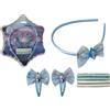 CARTOON Accessori per capelli Frozen Disney confezione a forma di fiocco di neve completa di 7 pezzi cerchietto mollette elastici