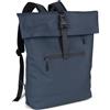 styleBREAKER Zaino unisex impermeabile con aspetto di sacca da vela monocolore, cerniera, fibbia, scomparto per laptop 02012408, colore:Blu scuro