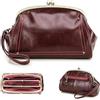 Contacts Kiss Lock - Pochette da donna in vera pelle, con chiusura a bacio, da polso, borsetta da sera, Rosso, M, C3059