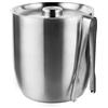 Tiken Secchiello per ghiaccio a doppia parete isolato sottovuoto da 3 l, con coperchio e pinza, in acciaio inox, secchielli per champagne per cocktail bar, feste e attività all'aperto