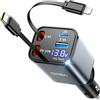 Gritin 69W Caricabatteria Caricatore da Auto 4 in 1 Retrattile, PD 3.0 USB C Accendisigari Ricarica Rapida, Display LED, Accessori Auto Campeggio Viaggio Compatibile con iPhone 17 Pro Max/16/15/14