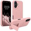 kwmobile 1x Custodia Compatibile con Apple iPhone 16 - Cover Supporto Dita - Back Case per Smartphone - Protezione Gommata Rosa Antico