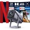 iWIMIUS Proiettore 4K【Netflix Ufficiale/Dolby/Tiro Corto】Videoproiettore Auto Keystone Electric Focus iWIMIUS Proiettore Portatile 4K 700 ANSI 1080P Nativo WiFi6 BT5.2 Rotazione 360° Soffitto Per Smartphone