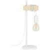 Eglo Townshend lampada da tavolo vintage, design industriale, lampada retrò, lampada da comodino in acciaio e legno, colore bianco, marrone, presa E27, interruttore incluso