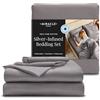 Miracle Made Lenzuolo in cotone - Stone, Queen - 4 pezzi argento infuso, 300 fili, termoregolante, Miracle Clean & Cool set di lenzuola