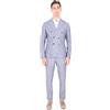 Ciabalù Completo Uomo Elegante in Lino Gessato Doppiopetto Made in Italy Slim Fit Estivo con Giacca e Pantalone Abito Cerimonia Casual per Matrimonio, Evento o Ufficio (IT, Numero, 50, Regular, Regular, Blu)