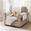 BellaHills Telo Copridivano 1 Posti/Poltrona 100% Impermeabile con Tasche Portaoggetti, Copri Divano Trapuntato in Microfibra Antigraffio Per Gatto, Seduta 55cm, Beige