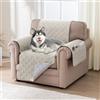 BellaHills Telo Copridivano 1 Posti/Poltrona 100% Impermeabile con Tasche Portaoggetti, Copri Divano Trapuntato in Microfibra Antigraffio Per Gatto, Seduta 55cm, Rovere Francese