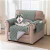 BellaHills Telo Copridivano 1 Posti/Poltrona 100% Impermeabile con Tasche Portaoggetti, Copri Divano Trapuntato in Microfibra Antigraffio Per Gatto, Seduta 55cm, Ninfea