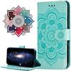 MRSTER Moto G8 Power Lite Custodia Flip, Goffratura Design Case in PU Pelle Internamente Silicone TPU Cover Portafoglio Cover Premium Custodia per Motorola Moto G8 Power Lite. LD Mandala Green