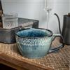 Cteahrow Grande ciotola per zuppa con manico, tazza da caffè da 600 ml, tazza da colazione per cereali, adatta per dessert al latte, farina d'avena, adatta al microonde (azzurro)