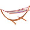 Outsunny Amaca da Giardino con Supporto Max 120kg Legno 325x118x120