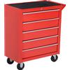 HOMCOM Carrello Porta Attrezzi a 5 Cassetti con Serratura, 4 Ruote e Maniglia, Carrello Officina in Acciaio 69x33x75cm, Rosso