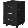 Vinsetto Mobiletto Ufficio con Cassettiera su Ruote 3 Cassetti con Serratura 40 x 40 x 61,5 cm Nero