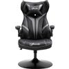 Vinsetto Poltrona da gaming sedia da gioco gaming girevole a 360° ergonomica altezza regolabile braccioli ribaltabili cuscino poggiatesta incluso rivestimento similpelle 67 x 70 x 106-112 cm grigio chiaro e nero