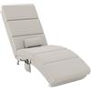 HOMCOM Poltrona relax chaise longue massaggiante e riscaldante con telecomando e cuscino, in tessuto effetto lino, crema
