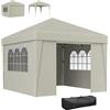 Outsunny Gazebo da giardino pieghevole 3 x 3 x 2,75 m anti-UV 30 + con finestre + pareti laterali + sacca da trasporto crema