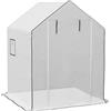 Outsunny Copertura PE per Serra da Giardino con Porta a Cerniera e Finestre, 140x143x190cm, Bianco | Aosom Italy