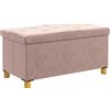 HOMCOM Banco contenitore capoletto pieghevole volume 67 L capacità di carico 120 kg con coperchio 76L x 38l x 38H cm rosa