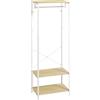 HOMCOM Appendiabiti con sospensione e 2 scaffali per scarpe 60L x 40P x 167,5A cm Effetto legno Chiaro metallo Bianco