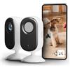 Arlo Essential 2 Indoor Telecamera per Cani/Bambini 2K, Sirena Allarme Casa, Sensore Di Movimento, Visione Notturna, Prova Inclusa Arlo Secure, con copriobiettivo automatico, 2 Telecamere, Bianche