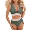 BOYSSPAA Set Bikini da Donna a Vita Alta con Controllo della Pancia e Spalline Regolabili 2 Pezzi Costume da Bagno per Spiaggia Vacanza in Piscina Spa, Blu navy, M