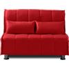 EVERGREENWEB MATERASSI & BEDS EVERGREENWEB Divano Letto 2 Posti con Materasso Piazza e Mezzo 120x190 Ortopedico, Prontoletto RICHIUDIBILE con Rivestimento SFODERABILE Lavabile, Coppia Cuscini SUPERSOFT Abbinati color Rosso EVENING