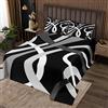 Homemissing Set copriletto trapuntato con motivo a cerchi retrò nero grigio geometrico a righe geometriche copriletto trapuntato geometrico arte astratta trapuntato con 2 federe per cuscino matrimoniale