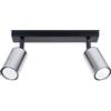 SOLLUX lighting - Winx Wall Sconceiling - Plafond da soffitto - Lampada decorativa - Lampada LED - Basso consumo energetico - GU10, 2x max 10W LED, ~230V, 50Hz - Nero/Cromo - 30x6x18,5cm