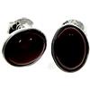 SilverAmber Jewellery M637C - Orecchini a perno ovali in argento Sterling 925, con ambra baltica color cognac, Argento sterling, ambra