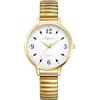 OIDEA Orologio da polso da donna, facile da leggere, con numeri grandi, cinturino elastico, analogico, al quarzo, stile casual, da lavoro, da donna, Color oro.