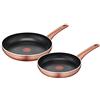 Lagostina Ramata Set Padelle Antiaderenti in Alluminio Ø 24/28 cm, Batteria di Pentole Gas e Forno con Indicatore Cottura Thermo-Signal, Manici Ergonomici in Bakelite