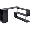 HOMCOM Scrivania Angolare Salvaspazio con Ripiano a S, Scrivania Moderna in Legno, 140x120x78 cm, Nero