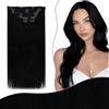 Fshine Exstescion Capelli Veri Clip 150g 50cm Nero, Extension Clip | Capelli Umani Veri, Clip Regolabili e Leggere, Capelli Umani Remy dalla Texture Setosa, Styling Versatile, Per Principianti