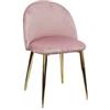 Sedia Velvet in Velluto Rosa Gambe Robuste Effetto Oro