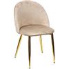 Sedia Velvet in Velluto Tortora Gambe Oro