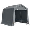 Outsunny Tendone Garage all'Aperto 2.8x2.4m per Moto e Biciclette, Casetta da Giardino per Attrezzi in Metallo e Tessuto PE, Grigio