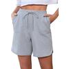 Aottori Pantaloncini Palestra Donna Shorts Sportivi Cotone Pantaloni Corti Estivo Bermuda con Tasche Casual per Running Fitness Grigio Chiaro XXL