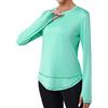 Terecey Maglietta Sportiva Donna Girocollo UPF 50+ Maglia Sportiva a Maniche Lunghe Magliette Palestra Fitness Maglia Tecnica Traspirante Maglie Running Leggera con Mezza Zip e Pollice Foro S-3XL