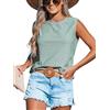 CUPSHE Canottiera da donna senza maniche in maglia con scollo rotondo, camicetta estiva casual, Verde, XL